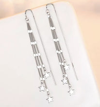 Load image into Gallery viewer, Korean Geometric Stainless Steel 6mm Star Charm Box ChainThreader Earrings 13cm