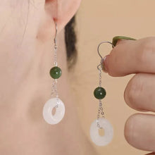 Load image into Gallery viewer, S925 6mm Jade 12mm Glaze Donut Jade Earrings