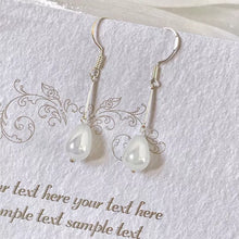Load image into Gallery viewer, S925 Silver 12mm Teardrop Glass Pearls Dangle Earrings
