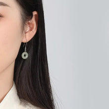 Load image into Gallery viewer, Surgical Steel 12mm Glaze Jade Donut Earrings Dangle