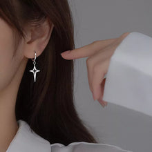 Load image into Gallery viewer, 14mm Hoop Surgical Stainless Steel Four Pointed Star Earrings 4cm