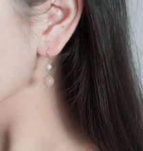 Load image into Gallery viewer, 18K Gold Plated 8mm Cherry Blossom Agate Beads Natural Gemstone Pearls Earrings