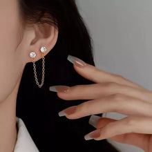 Load image into Gallery viewer, 18K Gold Plated 7-8mm Zirconia Double Piercing Earrings