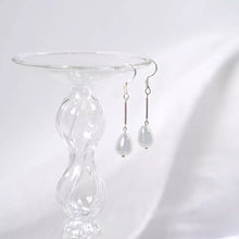 Load image into Gallery viewer, S925 Silver 12mm Teardrop Glass Pearls Dangle Earrings