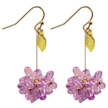 将图片加载到图库查看器,18K Gold Plated Four Petal Flower Violet Earring