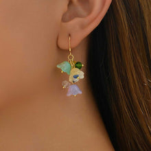 이미지를 갤러리 뷰어에 로드 , 18K Gold Plated Colorful Bell Flower Beads Earrings Dangle