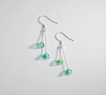 Load image into Gallery viewer, Surgical Steel 6mm Blue Green Bell Flower Earrings