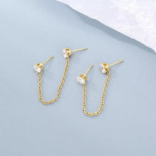 Load image into Gallery viewer, 18K Gold Plated 7-8mm Zirconia Double Piercing Earrings