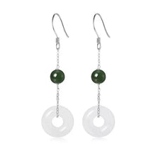 Load image into Gallery viewer, S925 6mm Jade 12mm Glaze Donut Jade Earrings