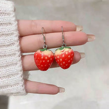이미지를 갤러리 뷰어에 로드 , Surgical Steel Strawberry Earrings Charm