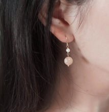 Load image into Gallery viewer, 18K Gold Plated 8mm Cherry Blossom Agate Beads Natural Gemstone Pearls Earrings