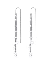 Load image into Gallery viewer, Korean Geometric Stainless Steel 6mm Star Charm Box ChainThreader Earrings 13cm