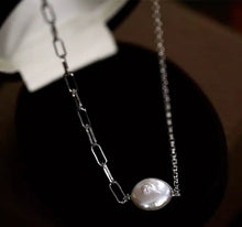 이미지를 갤러리 뷰어에 로드 , Surgical Steel Necklace 6-8mm Baroque Pearls Necklace 16-18inches