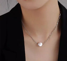 이미지를 갤러리 뷰어에 로드 , Surgical Steel Necklace 6-8mm Baroque Pearls Necklace 16-18inches
