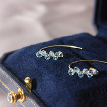 Load image into Gallery viewer, 18K Gold Plated 3-4mm Light Blue Glass Crystal Beads Earrings