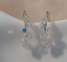 이미지를 갤러리 뷰어에 로드 , 18K Gold Plated 4mm Ab Bead Flora Wire Wrapping Earrings