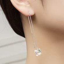 Load image into Gallery viewer, S925 AAA Crystal Glaze Butterfly 13mm Threader Earrings 13cm