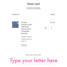 Load image into Gallery viewer, Personalized Custom Bracelet Letter with Heart Charm Initial Friendship Surgical Steel Bracelet