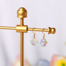 이미지를 갤러리 뷰어에 로드 , 18K Gold Plated S925 3mm Colorful Crystal Beads Wire Wrapping Earrings Dangle