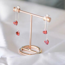 Load image into Gallery viewer, Surgical Steel Garnet Red Heart CZ 6mm Earrings 4cm
