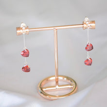 Load image into Gallery viewer, Surgical Steel Garnet Red Heart CZ 6mm Earrings 4cm