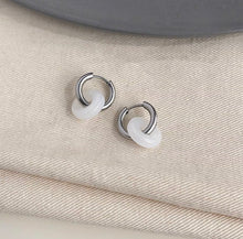 Load image into Gallery viewer, Surgical Steel 15mm Huggie Hoop 12mm Glaze Donut Jade Earrings