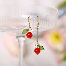 이미지를 갤러리 뷰어에 로드 , 18K Gold Plated S925 Silver 8mm Red Agate Earrings Dangle