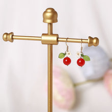 이미지를 갤러리 뷰어에 로드 , 18K Gold Plated S925 Silver 8mm Red Agate Earrings Dangle