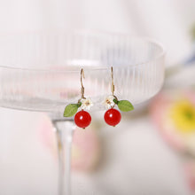 이미지를 갤러리 뷰어에 로드 , 18K Gold Plated S925 Silver 8mm Red Agate Earrings Dangle