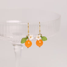 Load image into Gallery viewer, 18K Gold Plated S925 Silver 8mm Orange Agate Earrings Dangle