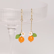 Load image into Gallery viewer, 18K Gold Plated S925 Silver 8mm Orange Agate Earrings Dangle