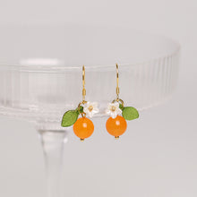Load image into Gallery viewer, 18K Gold Plated S925 Silver 8mm Orange Agate Earrings Dangle