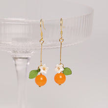 Load image into Gallery viewer, 18K Gold Plated S925 Silver 8mm Orange Agate Earrings Dangle