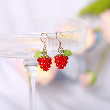 Load image into Gallery viewer, 18K Gold Plated S925 Lamp-work Raspberry Bead Dangle Earrings