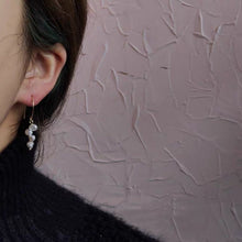 Load image into Gallery viewer, Earrings with 6mm top-drilled Japanese Keshi Baroque coin pearls, available in 18K gold-plated or silver settings. Ideal for bridal and bridesmaid gifts.