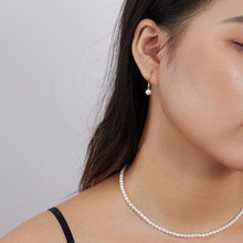 Load image into Gallery viewer, Minimalist 18K Gold Plated/ Silver Steel 3-4mm AAA Button Pearls/ Dangle Huggie Earrings for Women | Dainty Earrings