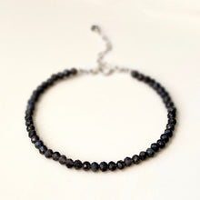 Load image into Gallery viewer, S925 4mm AAA Faceted Moonstone/ Black Tourmaline/Garnet/ Amethyst Bracelet 6/7/8 Inches with Extender