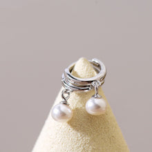 Load image into Gallery viewer, Minimalist 18K Gold Plated/ Silver Steel 3-4mm AAA Button Pearls/ Dangle Huggie Earrings for Women | Dainty Earrings