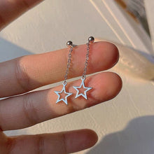 Load image into Gallery viewer, Korean fashion style star chain earrings made of stainless steel with a 4cm chain.