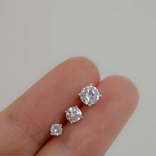 将图片加载到图库查看器,1 Pair 3/4/5mm Moissanite Prong Sterling Silver Earrings Studs