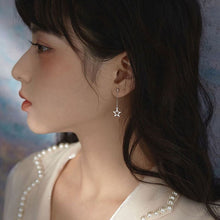 Load image into Gallery viewer, Korean fashion style star chain earrings made of stainless steel with a 4cm chain.