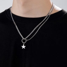 Load image into Gallery viewer, Cable Cuban chain necklace with star pendant, 18 inches with 2-inch extender, stylish and versatile.