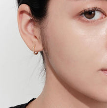 Load image into Gallery viewer, A trio of 18K Gold Plated S925 Huggies in 8mm, 10mm, and 12mm sizes, made from sterling silver and plated with 18K gold.