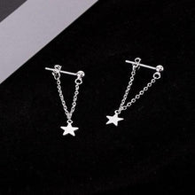 이미지를 갤러리 뷰어에 로드 , Korean small star charm chain earrings made of stainless steel with a 4cm chain.