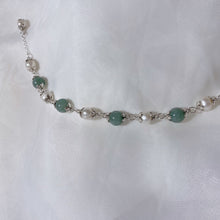 将图片加载到图库查看器,S925 silver summer palace style 8mm dark green jade with 6mm natural pearls flower cap beads necklace