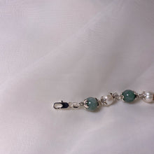 将图片加载到图库查看器,S925 silver summer palace style 8mm dark green jade with 6mm natural pearls flower cap beads necklace