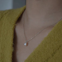 Load image into Gallery viewer, S925 Small AAA 5mm Oval Pearls Silver Chain Wedding Gift Necklace 16-18 inches