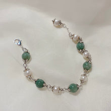 Load image into Gallery viewer, S925 Dark Green Jade/Aquamarine/Amethyst/ Rose Quartz 8mm With Freshwater Pearls 6mm Bracelet 6/7/8 +~0.5Inches