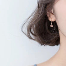 Load image into Gallery viewer, 18K gold plated S925 earrings with 8mm Madagascar rose quartz stones and an intricate flower cap design, perfect for adding elegance to any outfit.