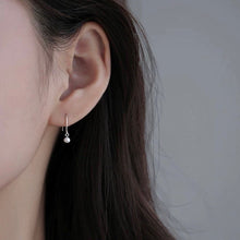 Load image into Gallery viewer, Minimalist Silver Korean Style Extra Small 3mm Freshwater Baroque Pearl Dangle Earrings